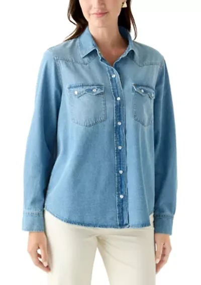 Women's Long Sleeve Western Denim Shirt