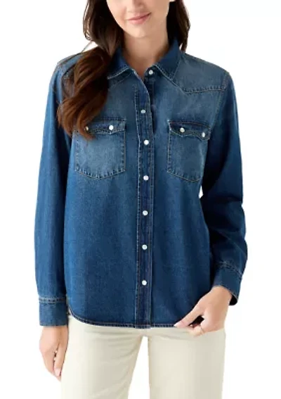 Women's Long Sleeve Western Denim Shirt