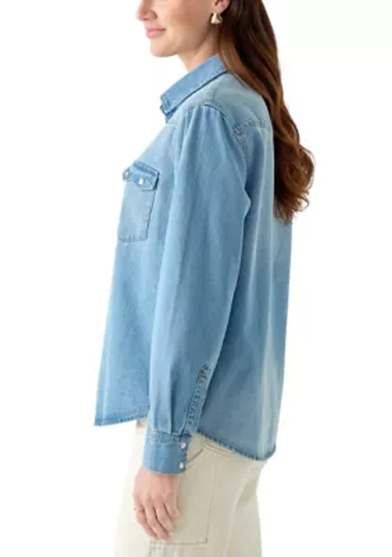 Women's Long Sleeve Western Denim Shirt