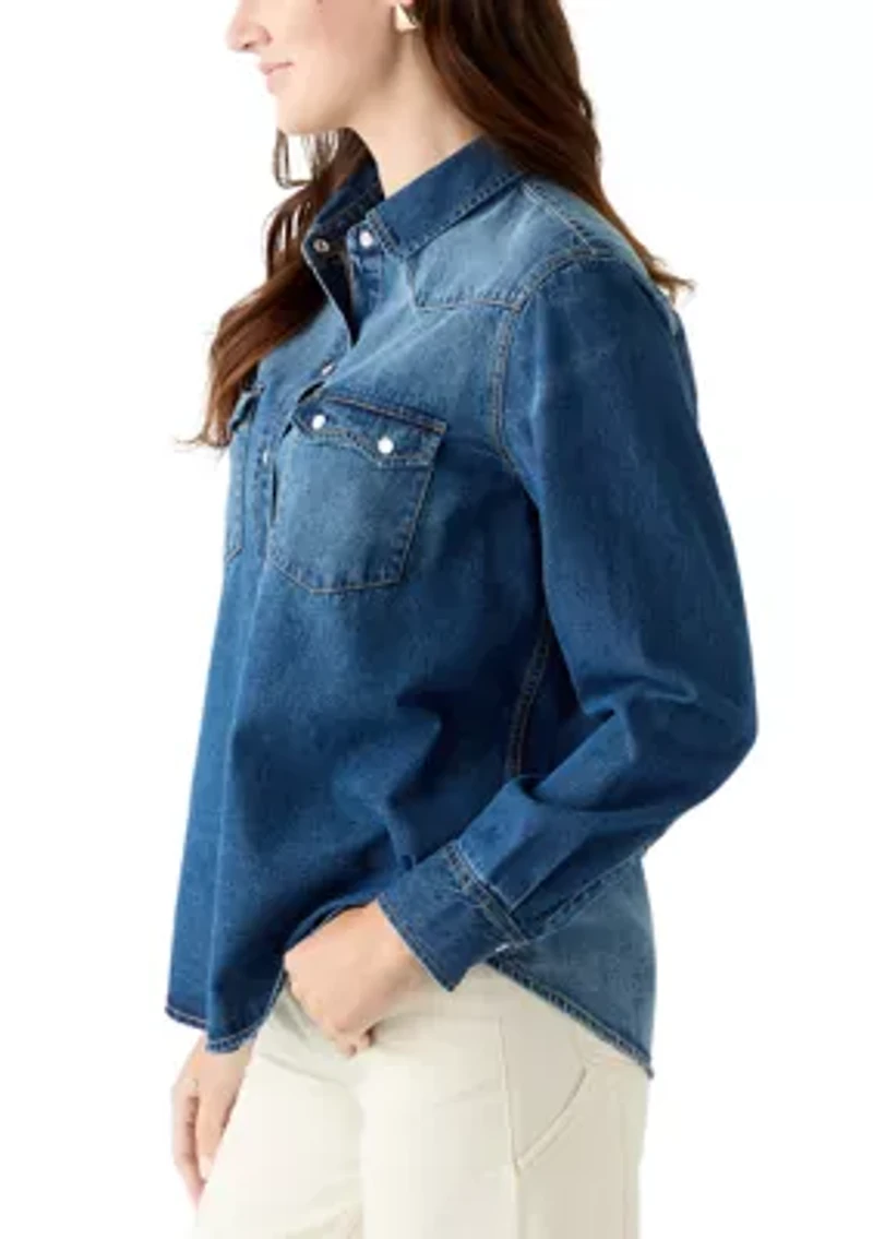 Women's Long Sleeve Western Denim Shirt