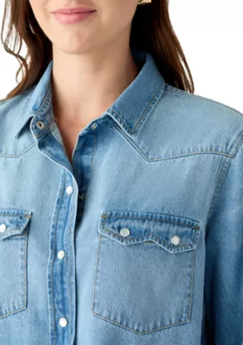 Women's Long Sleeve Western Denim Shirt
