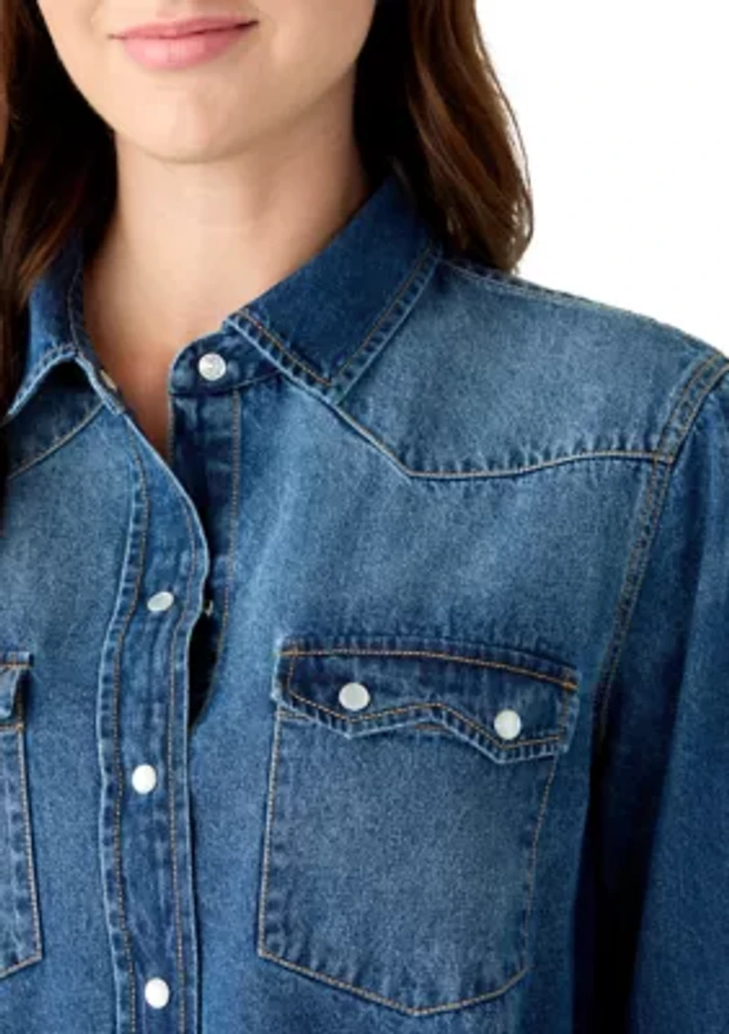 Women's Long Sleeve Western Denim Shirt