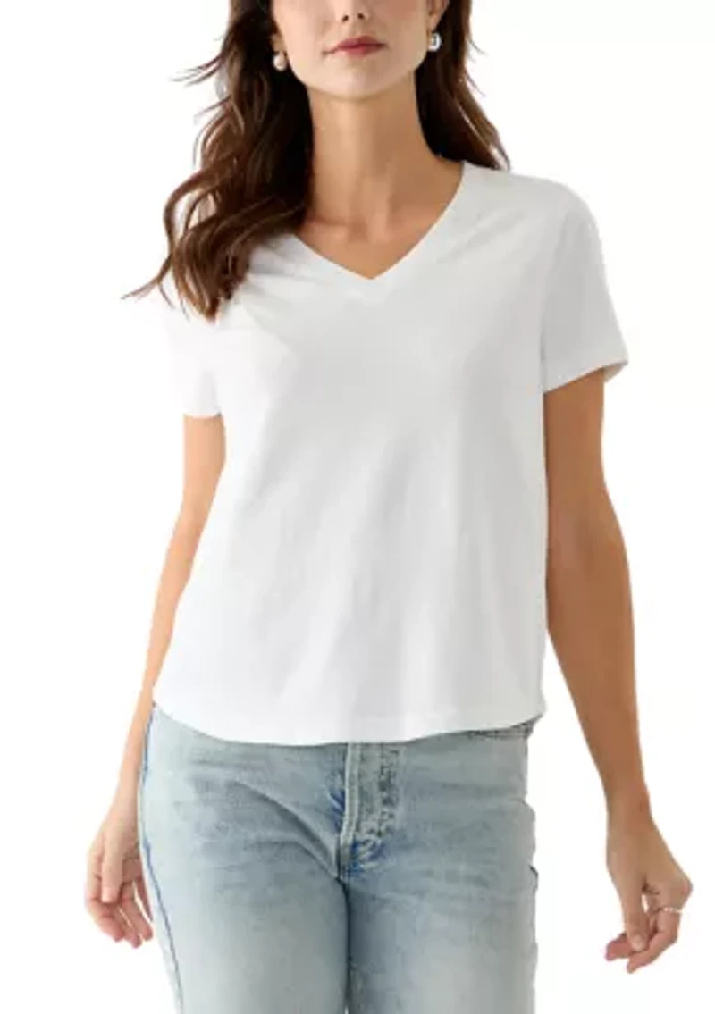 Women's Short Sleeve V-Neck Solid T-Shirt