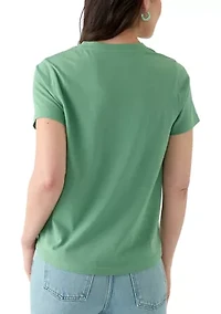 Women's Short Sleeve V-Neck Solid T-Shirt