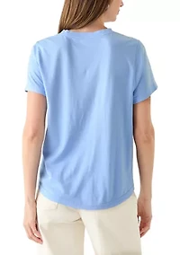 Women's Short Sleeve V-Neck Solid T-Shirt