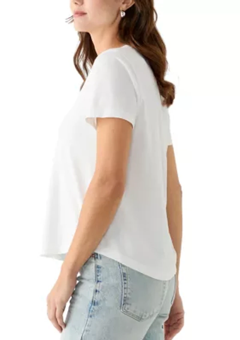 Women's Short Sleeve V-Neck Solid T-Shirt
