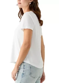 Women's Short Sleeve V-Neck Solid T-Shirt