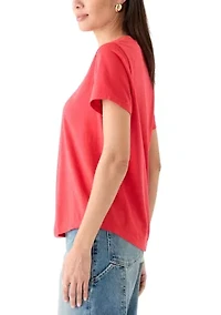 Women's Short Sleeve V-Neck Solid T-Shirt