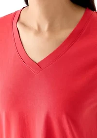 Women's Short Sleeve V-Neck Solid T-Shirt