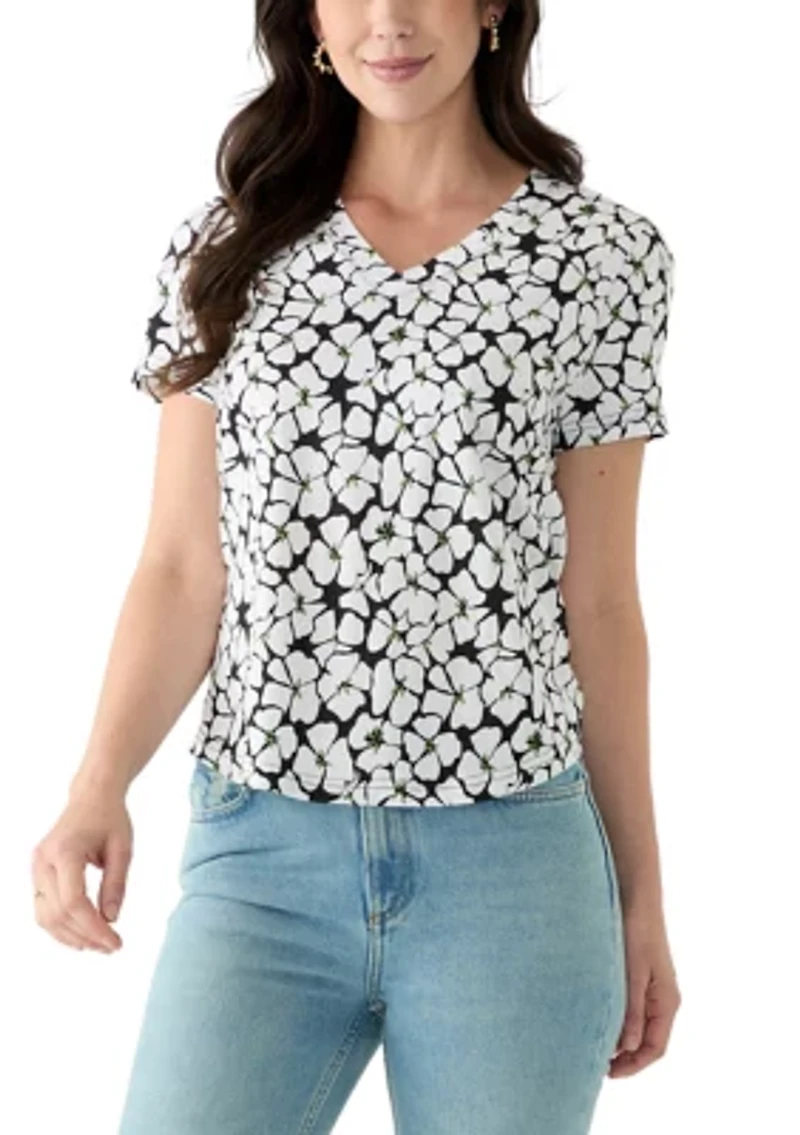 Women's Short Sleeve V-Neck Printed T-Shirt
