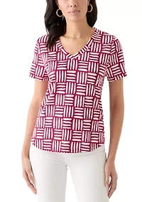 Women's Short Sleeve V-Neck Printed T-Shirt