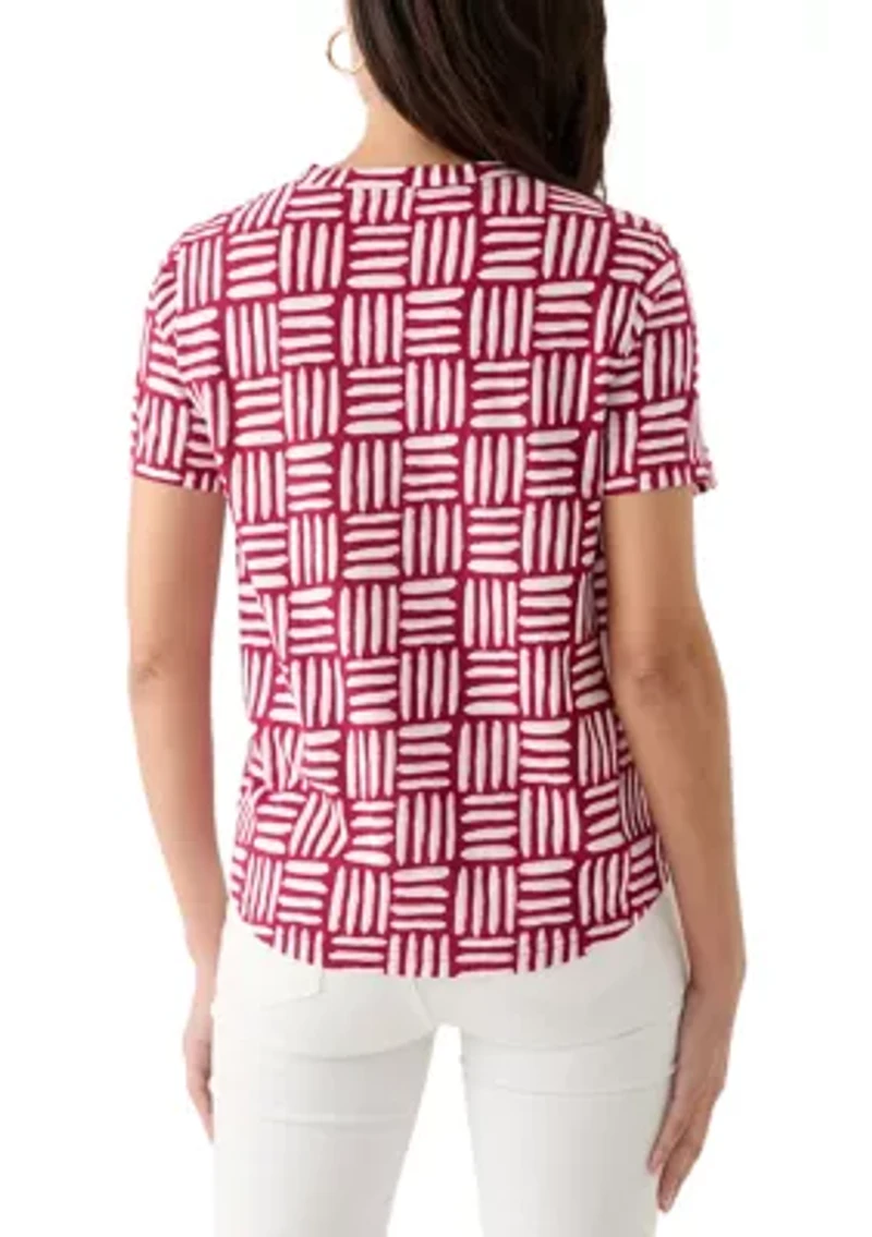 Women's Short Sleeve V-Neck Printed T-Shirt