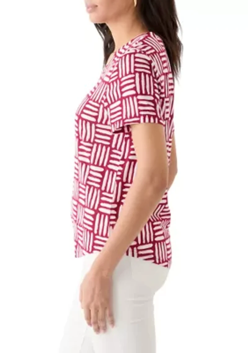 Women's Short Sleeve V-Neck Printed T-Shirt