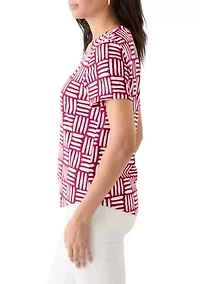 Women's Short Sleeve V-Neck Printed T-Shirt