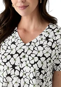 Women's Short Sleeve V-Neck Printed T-Shirt