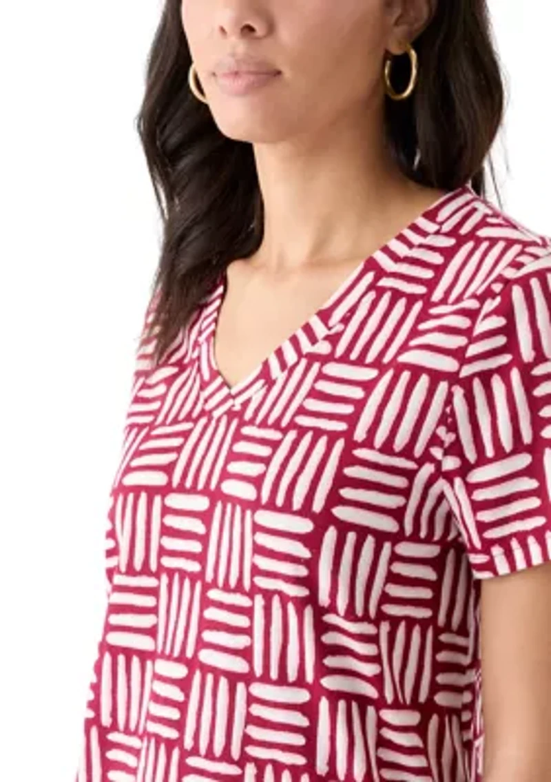 Women's Short Sleeve V-Neck Printed T-Shirt