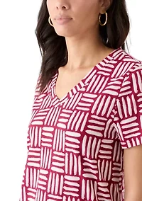 Women's Short Sleeve V-Neck Printed T-Shirt