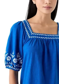 Women's Short Sleeve Embroidered Top