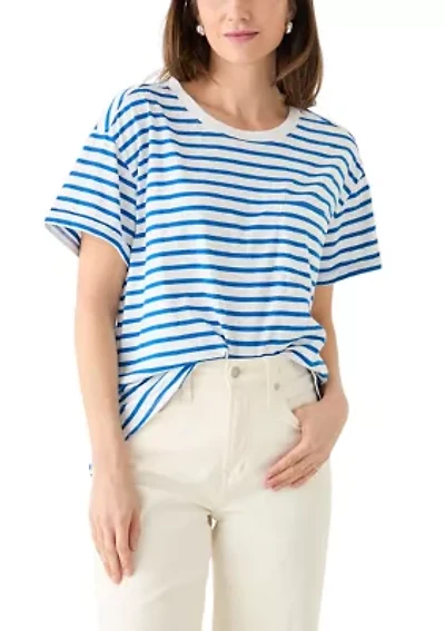 Women's Short Sleeve Striped Vintage Boyfriend T-Shirt