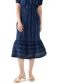 Women's Smocked Waist Midi Skirt
