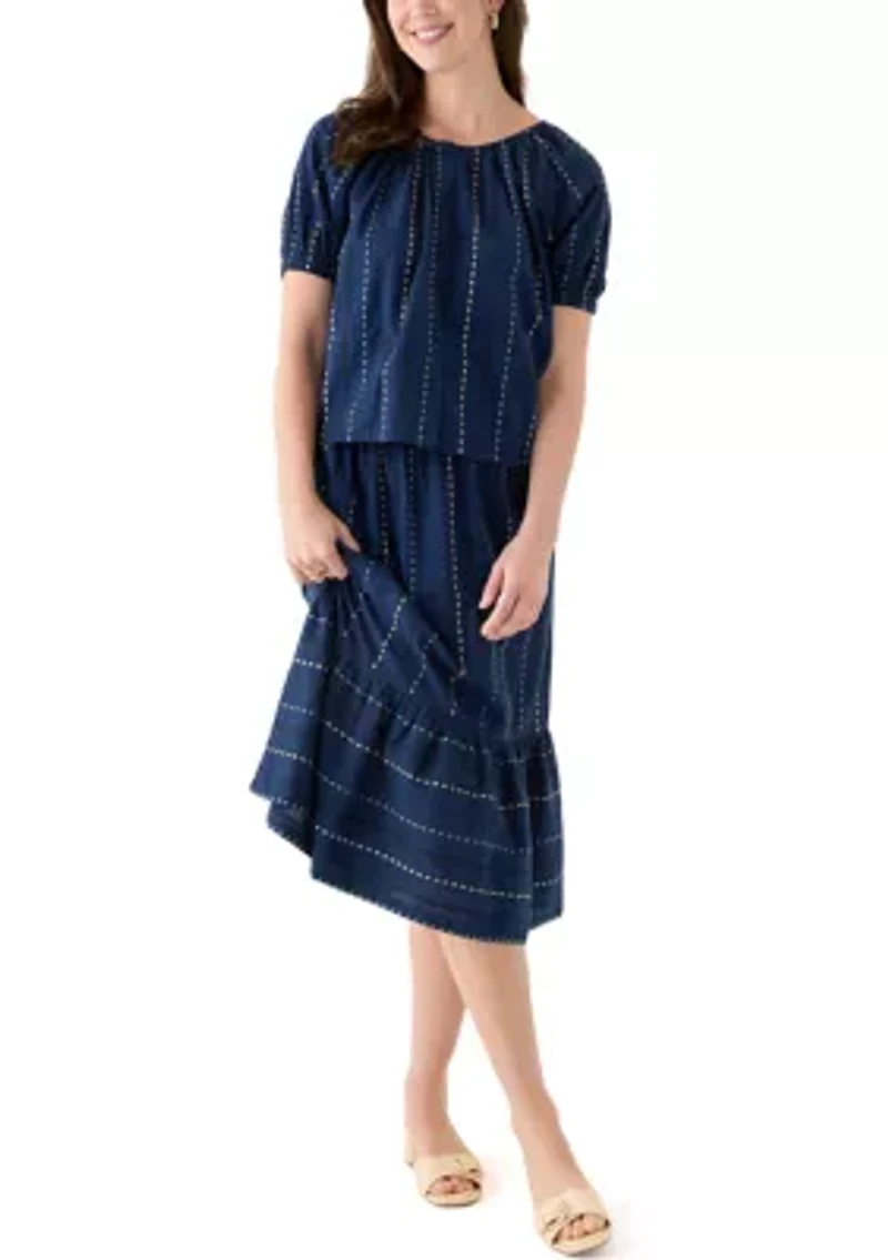 Women's Smocked Waist Midi Skirt