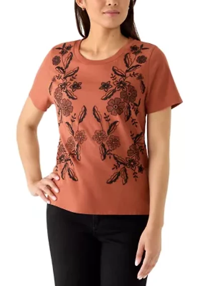 Women's Short Sleeve Embroidered T-Shirt