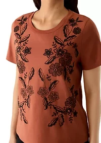 Women's Short Sleeve Embroidered T-Shirt