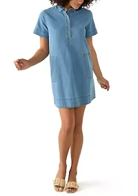 Women's Button Front Denim Mini Dress