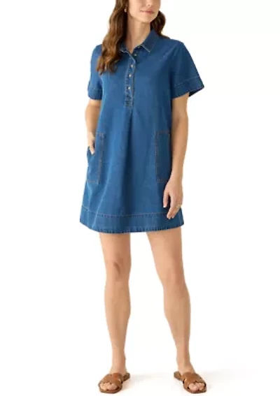 Women's Button Front Denim Mini Dress