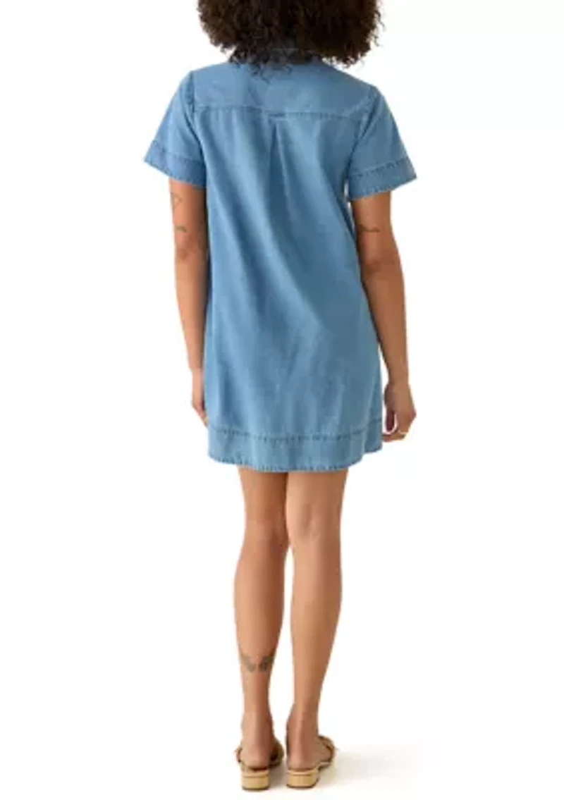 Women's Button Front Denim Mini Dress