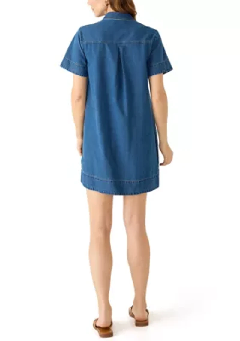 Women's Button Front Denim Mini Dress