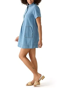 Women's Button Front Denim Mini Dress
