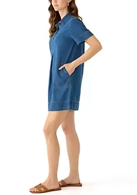 Women's Button Front Denim Mini Dress