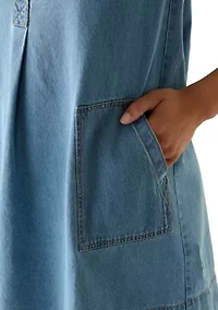 Women's Button Front Denim Mini Dress