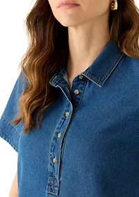 Women's Button Front Denim Mini Dress