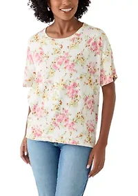 Women's Short Sleeve Drop Shoulder Printed Tee