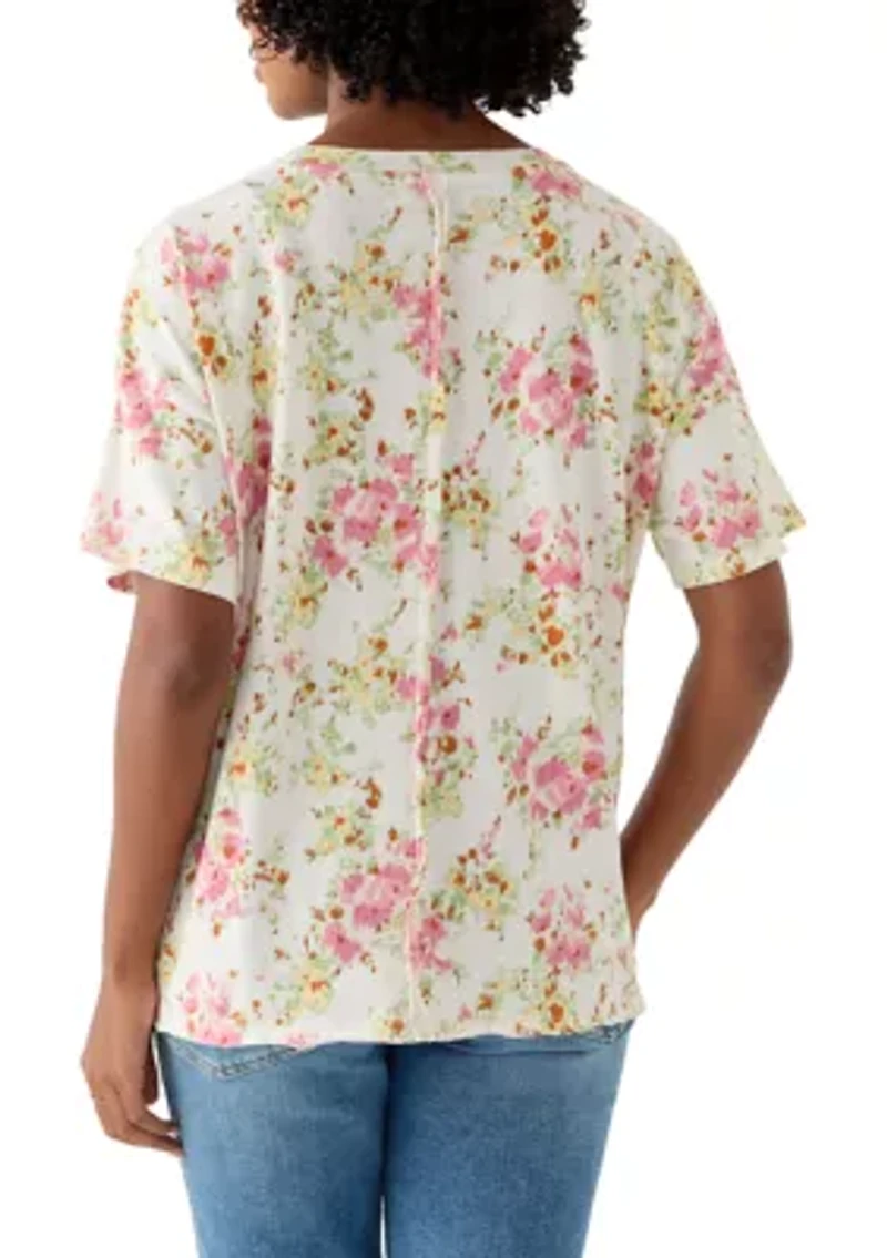 Women's Short Sleeve Drop Shoulder Printed Tee