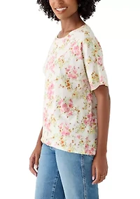 Women's Short Sleeve Drop Shoulder Printed Tee
