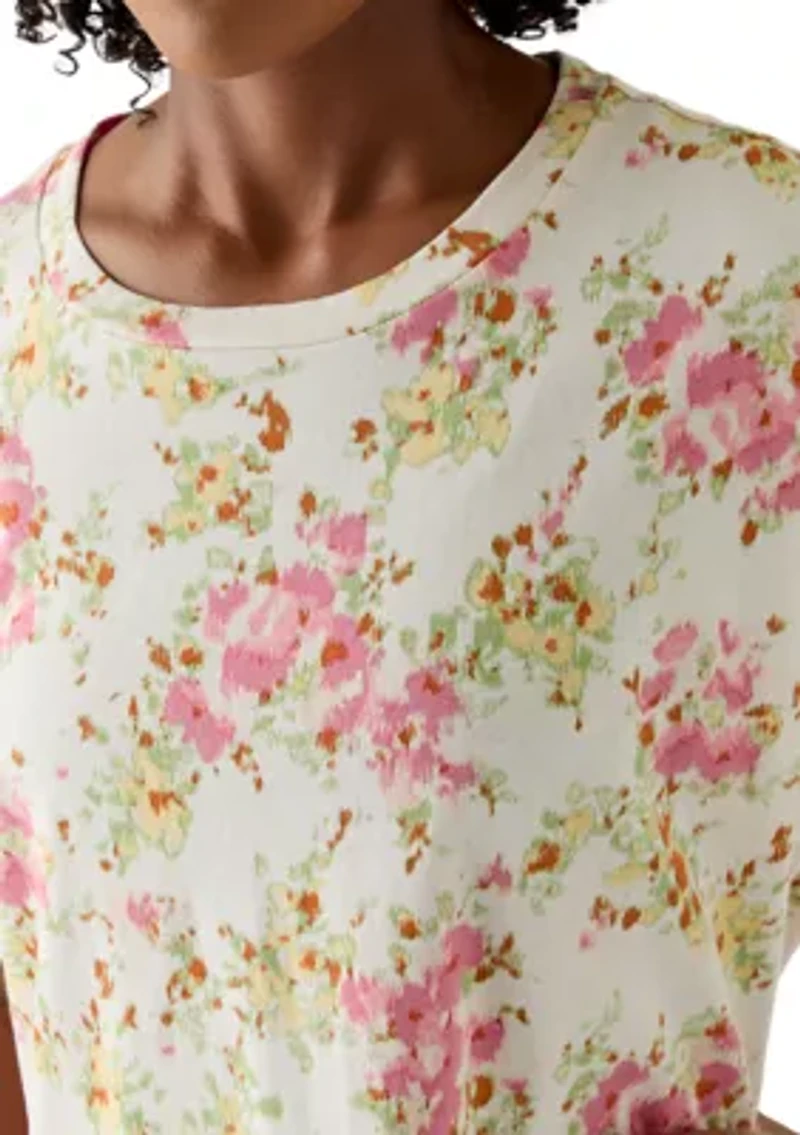 Women's Short Sleeve Drop Shoulder Printed Tee
