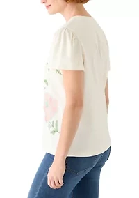 Women's Puff Sleeve Embroidered T-Shirt
