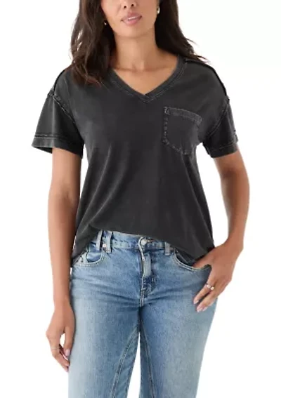 Women's Short Sleeve Drop Shoulder Pocket Tee