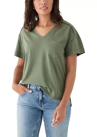 Women's Short Sleeve Drop Shoulder Pocket Tee