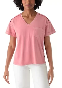 Women's Short Sleeve Drop Shoulder Pocket Tee