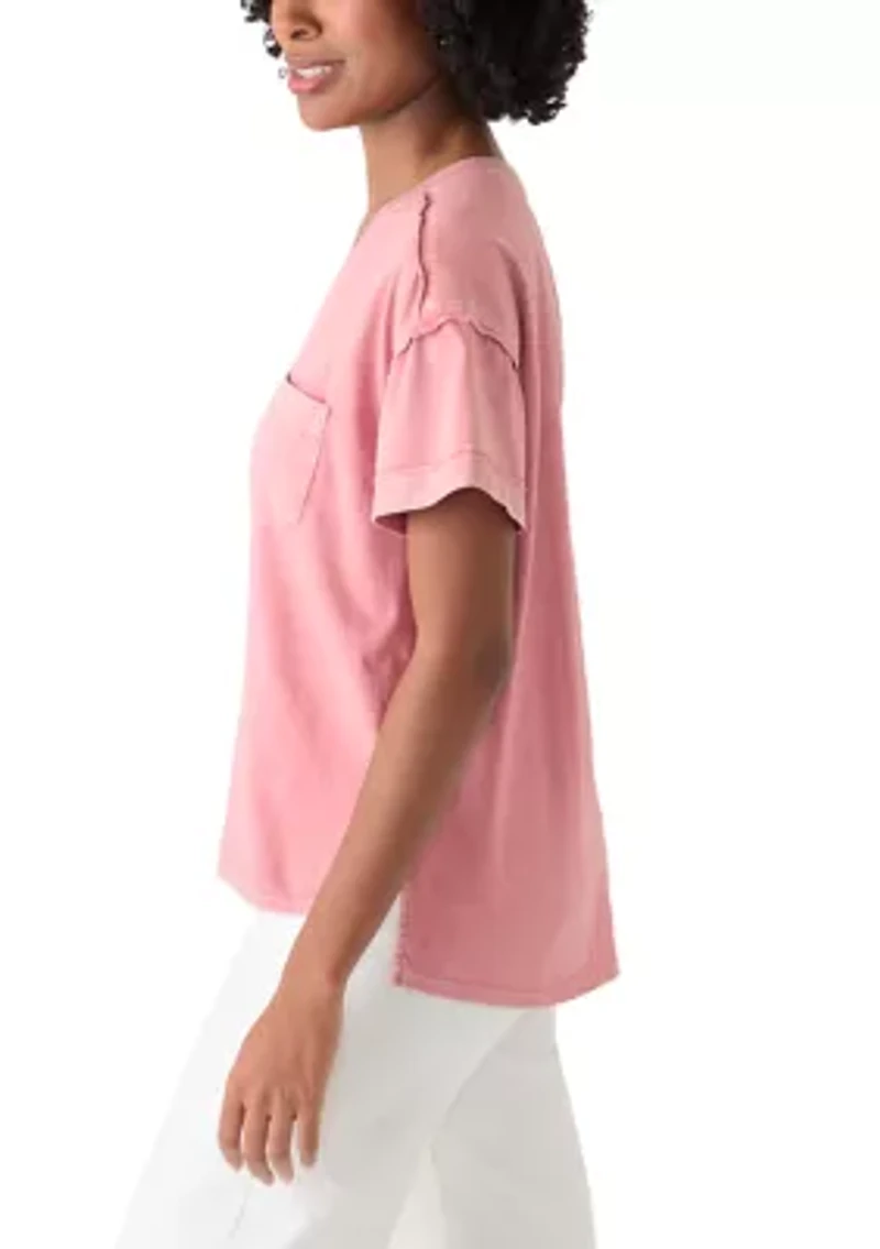 Women's Short Sleeve Drop Shoulder Pocket Tee