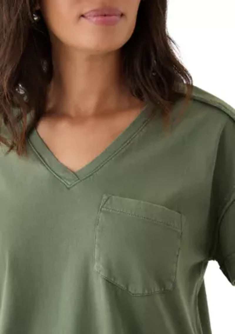 Women's Short Sleeve Drop Shoulder Pocket Tee