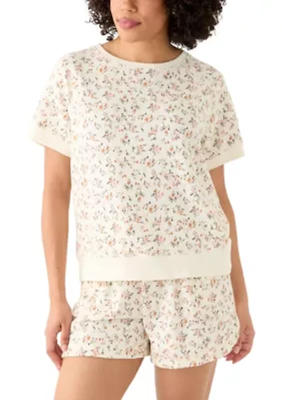 Women's Short Sleeve Crew Neck Printed Sweatshirt