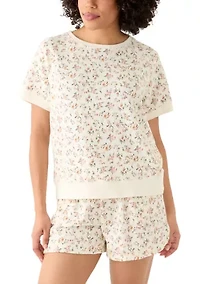 Women's Short Sleeve Crew Neck Printed Sweatshirt