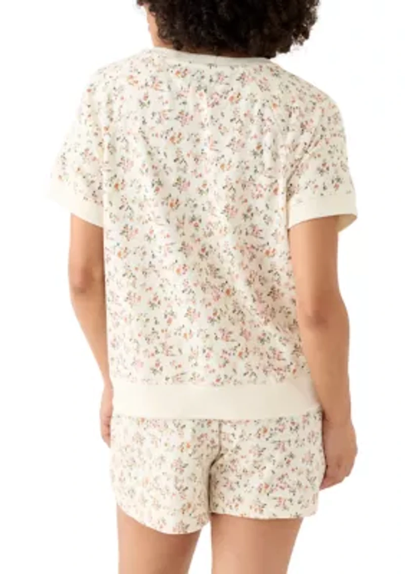 Women's Short Sleeve Crew Neck Printed Sweatshirt