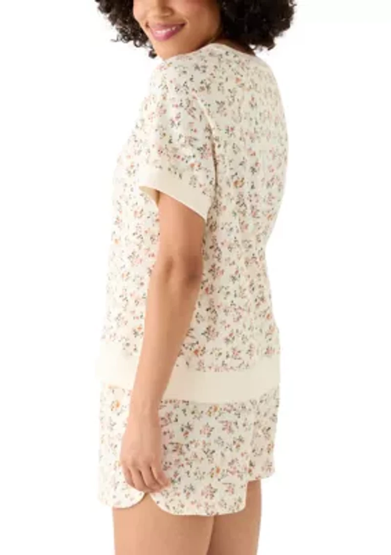 Women's Short Sleeve Crew Neck Printed Sweatshirt