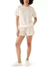 Women's Short Sleeve Crew Neck Printed Sweatshirt